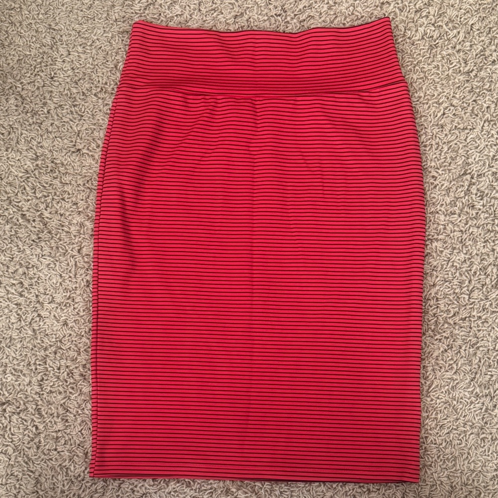 Elegant Red and Black striped Pencil Skirt